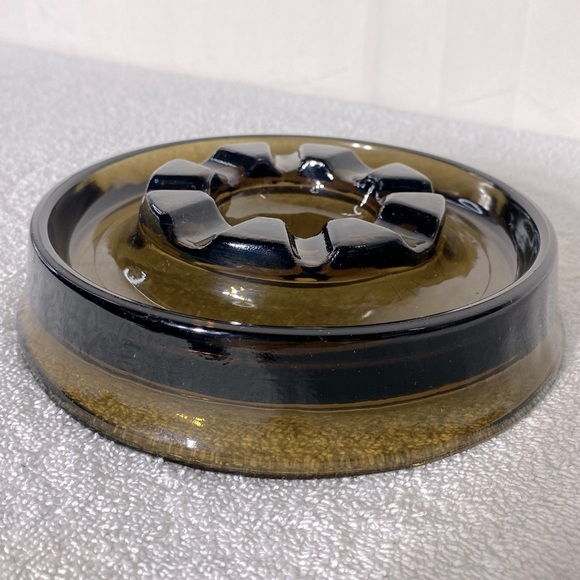 Vintage MCM Smoky Glass Ashtray Trinket Dish Glass Decor - Picture 1 of 13